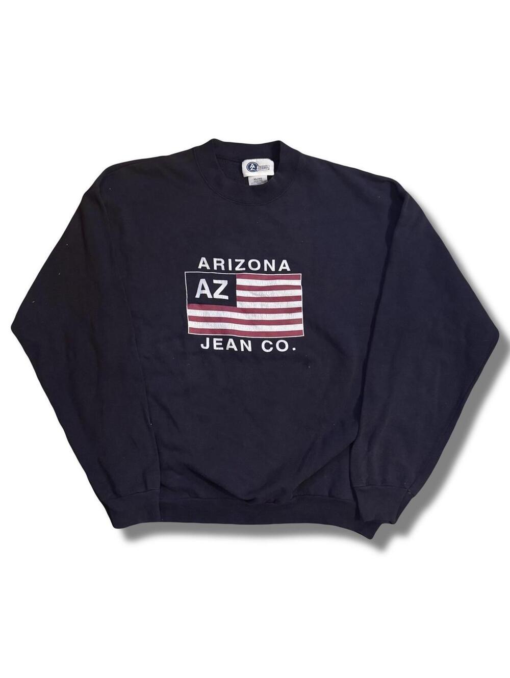 Vintage 90s Arizona Jean Co. navy crewneck sweatshirt Size XL with American flag